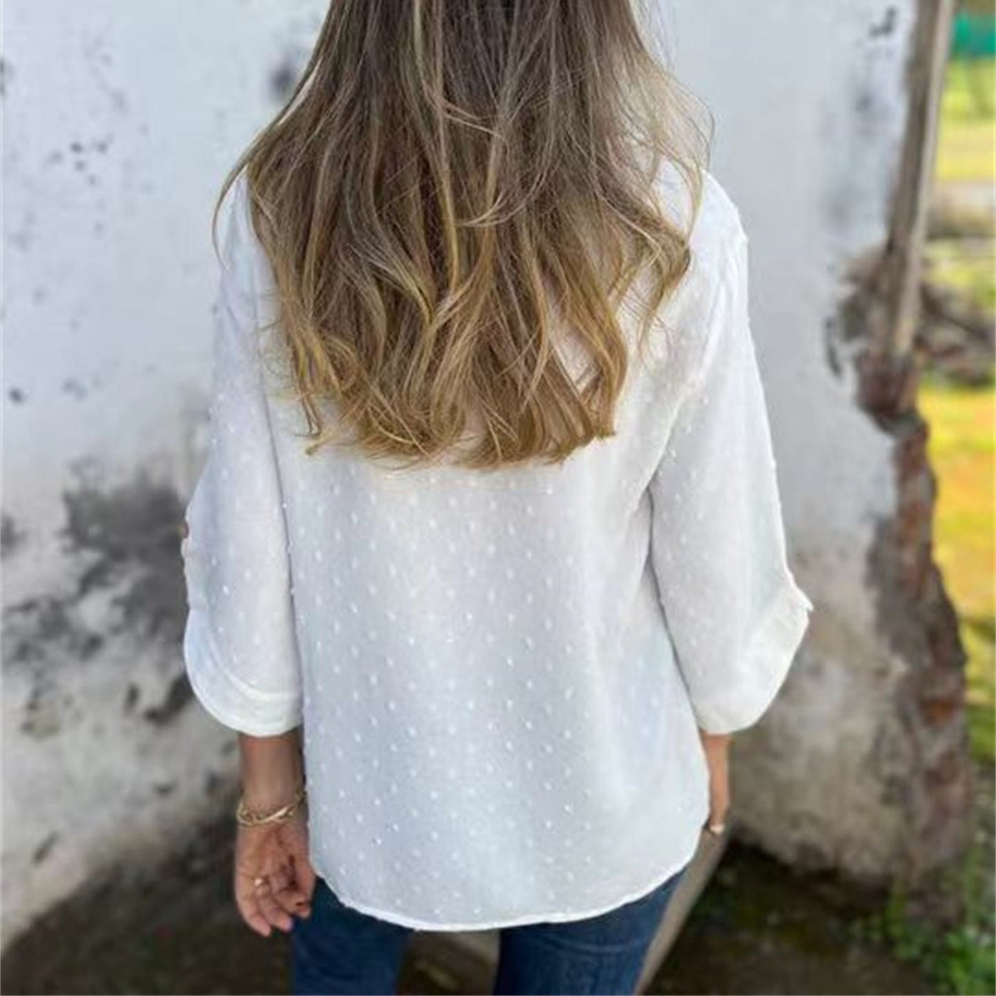 Astrid | Jacquard Topp med Rund Hals